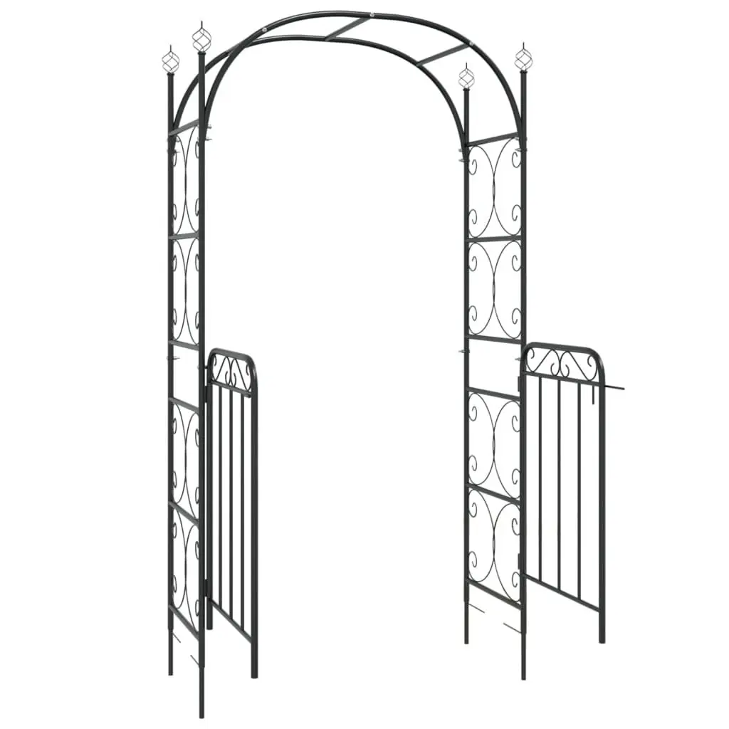 Garden Arch with Gate Steel 108x45x235cm Black