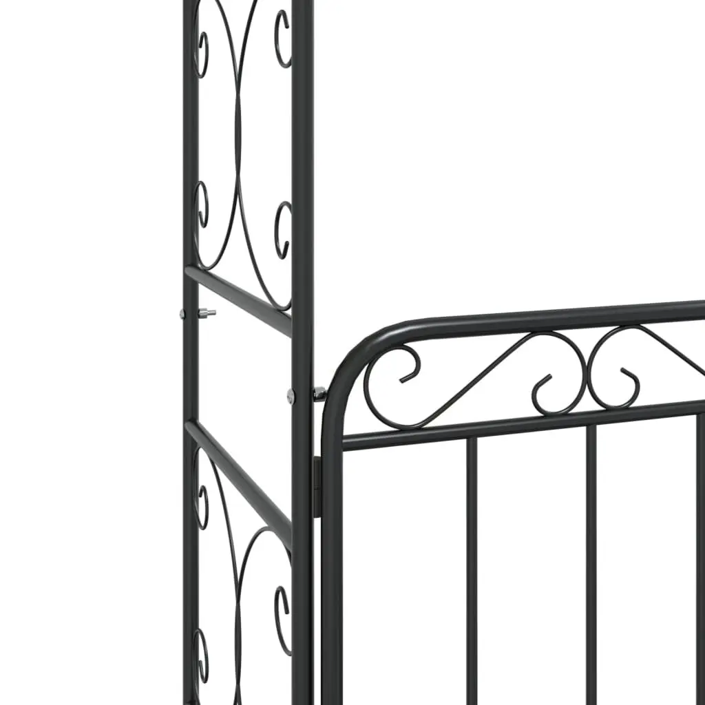 Garden Arch with Gate Steel 108x45x235cm Black
