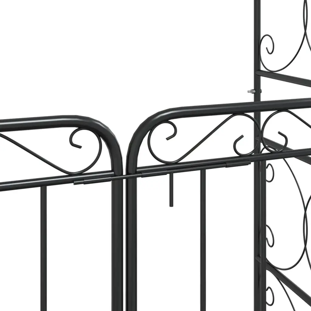Garden Arch with Gate Steel 108x45x235cm Black