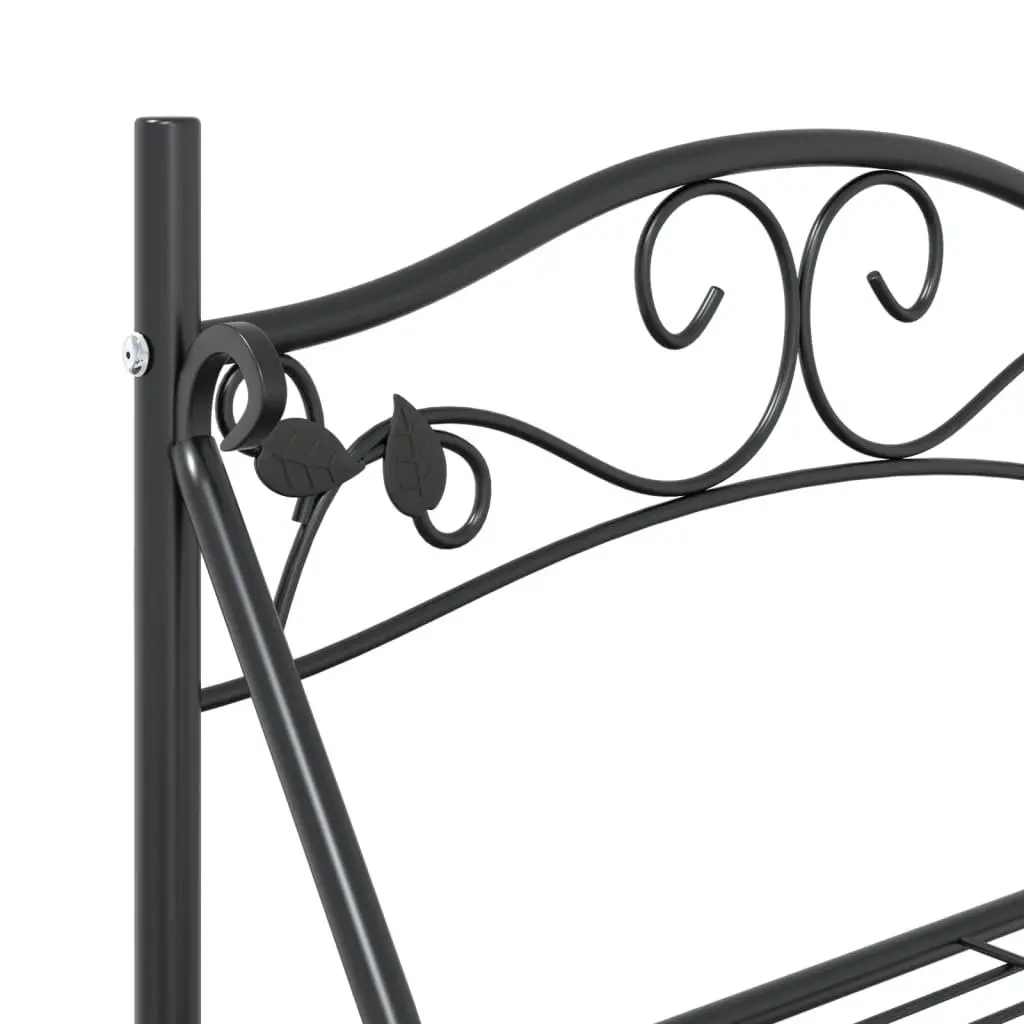 3-Tier Plant Stand Steel Ladder Shelf 56 x 30 x 96 cm Black