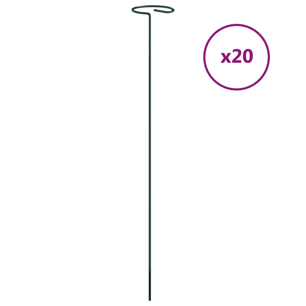 Garden Plant Stakes 20pcs Dark Green 40cm Steel Support Stake Climbing Plants