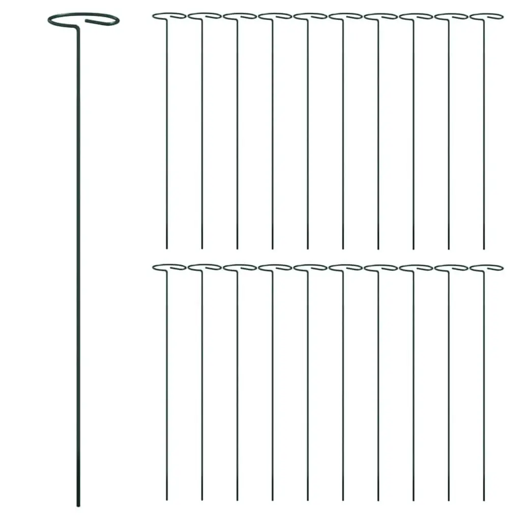Garden Plant Stakes 20pcs Dark Green 40cm Steel Support Stake Climbing Plants