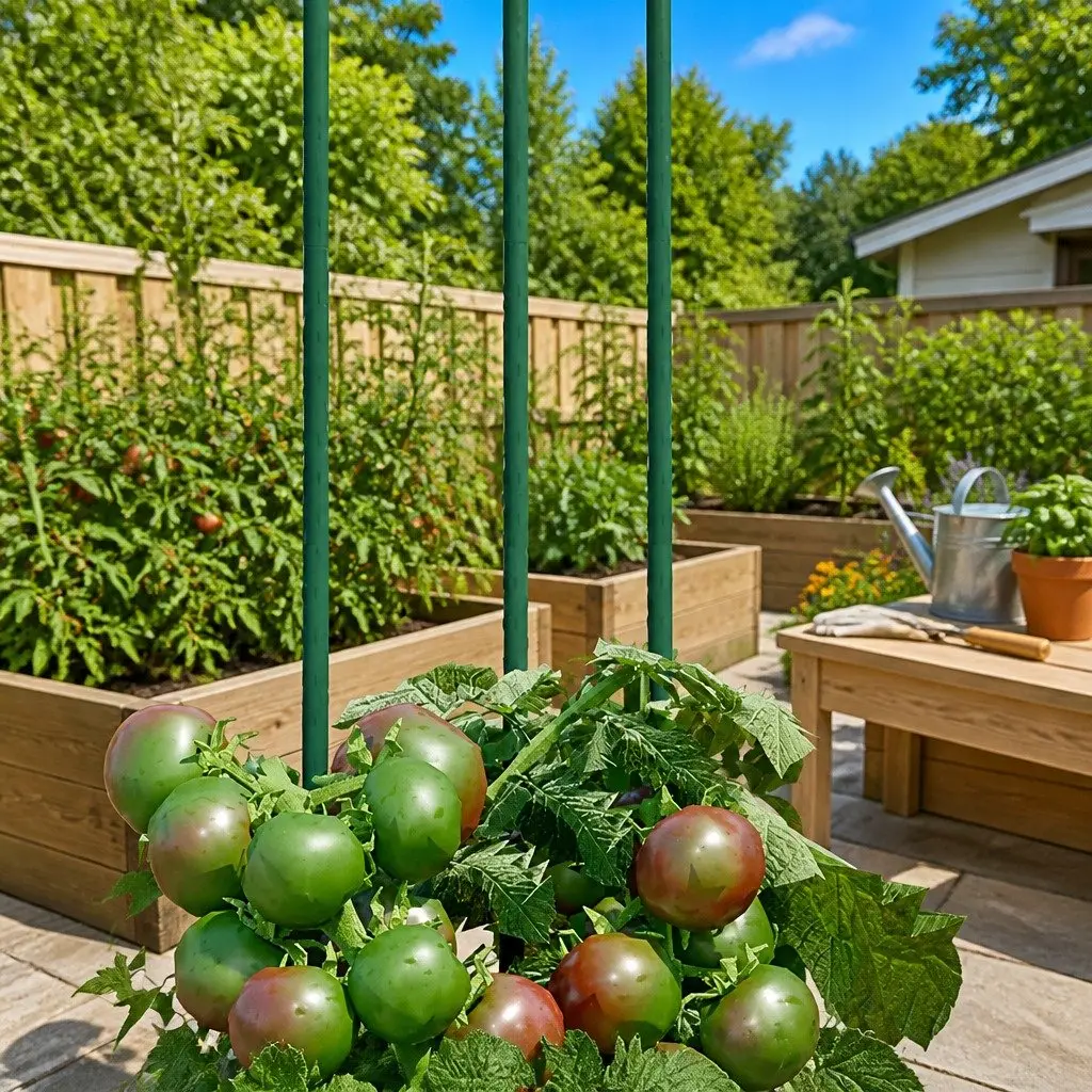 Plant Stakes Steel 90 cm Green Garden Support for Climbing Vegetables Flowers