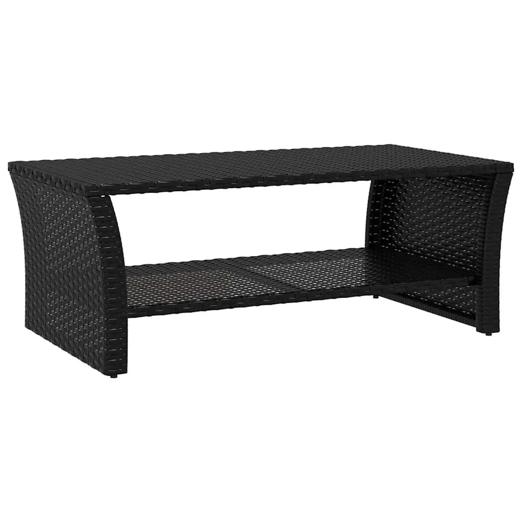 Coffee Table Poly Rattan Steel Frame 100cm Black Outdoor Garden Patio