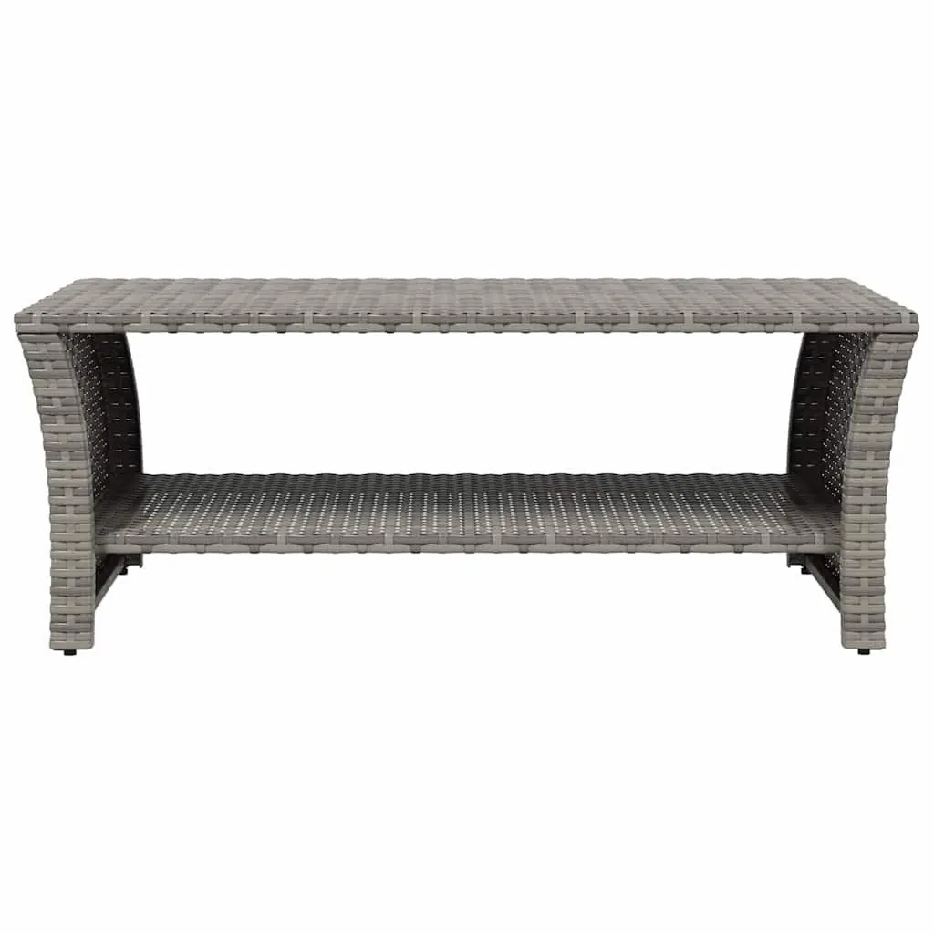 Coffee Table Poly Rattan Grey Outdoor Garden Patio with Storage Shelf 100 x 50 x 40 cm