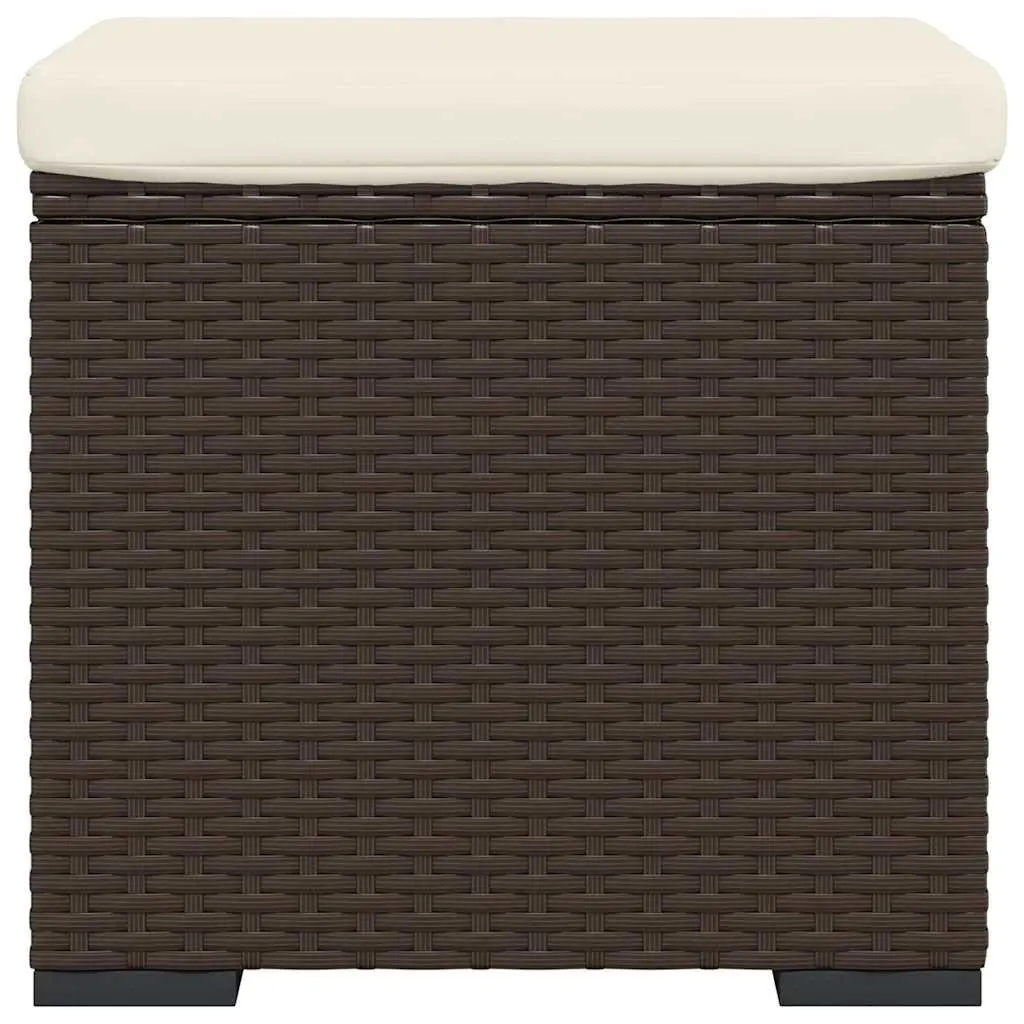 Ottoman Footrest PE Rattan 40cm Brown with Cushion