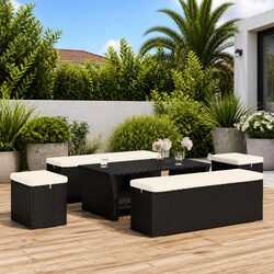 Perfect Addition to Your Outdoor Setup - Black Ottomans with Cushions