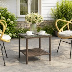 Functional Brown Side Table with Shelf for Home Use