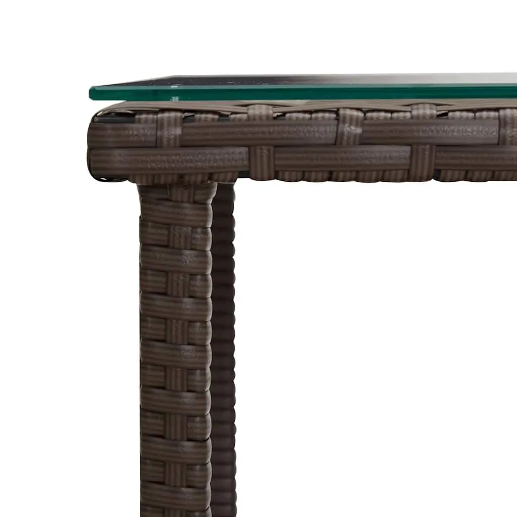 Poly Rattan Side Table Brown 45x45x45 cm Tempered Glass Indoor Outdoor Furniture