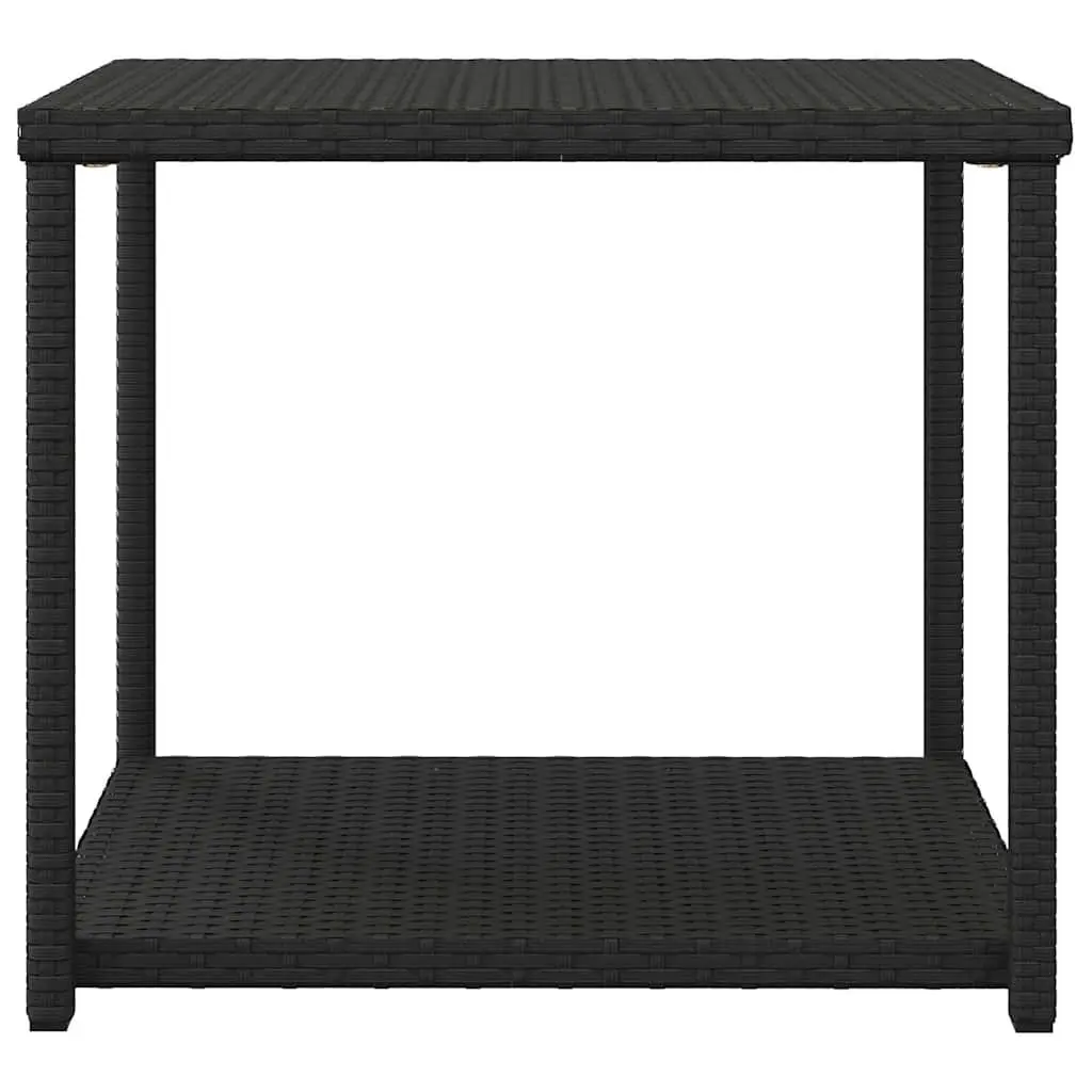 Side Table PE Rattan Black 55x45x49cm Outdoor Indoor Accent End Table Storage