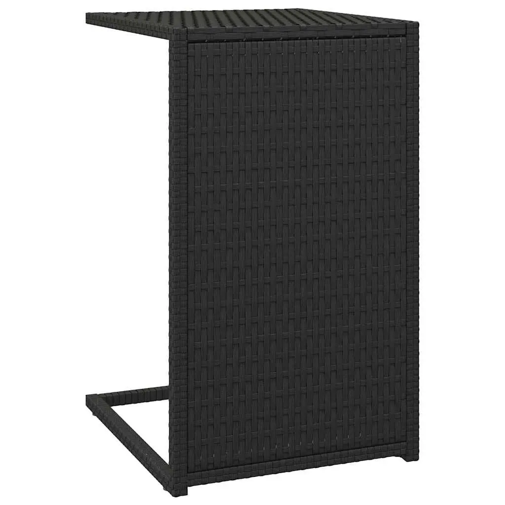 C-Shaped Side Table Poly Rattan 40x35x60cm Black Accent End Table Sofa