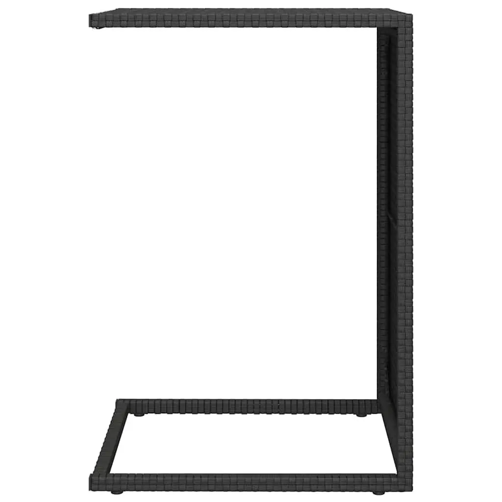 C-Shaped Side Table Poly Rattan 40x35x60cm Black Accent End Table Sofa