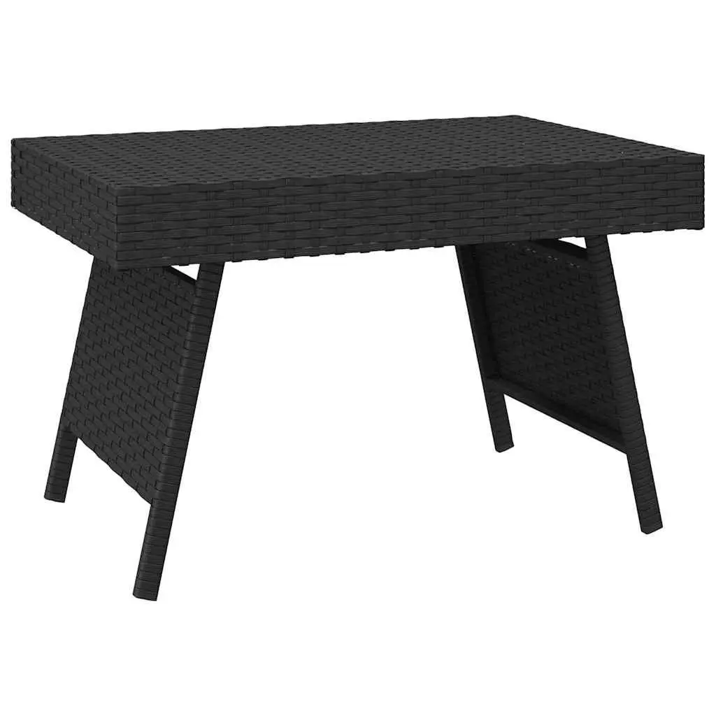 Foldable Side Table Poly Rattan Steel Black 60 x 40 x 38 cm Indoor Outdoor