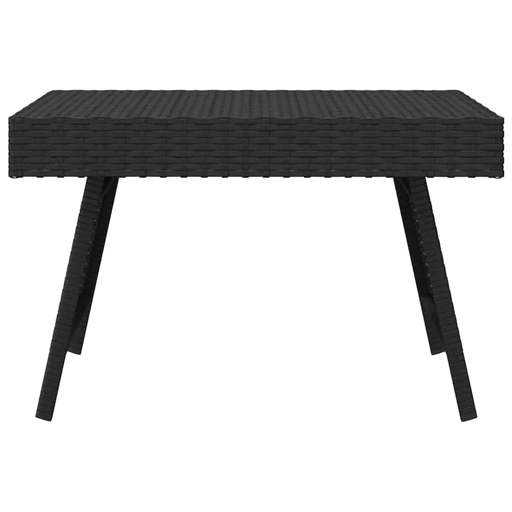 Foldable Side Table Poly Rattan Steel Black 60 x 40 x 38 cm Indoor Outdoor