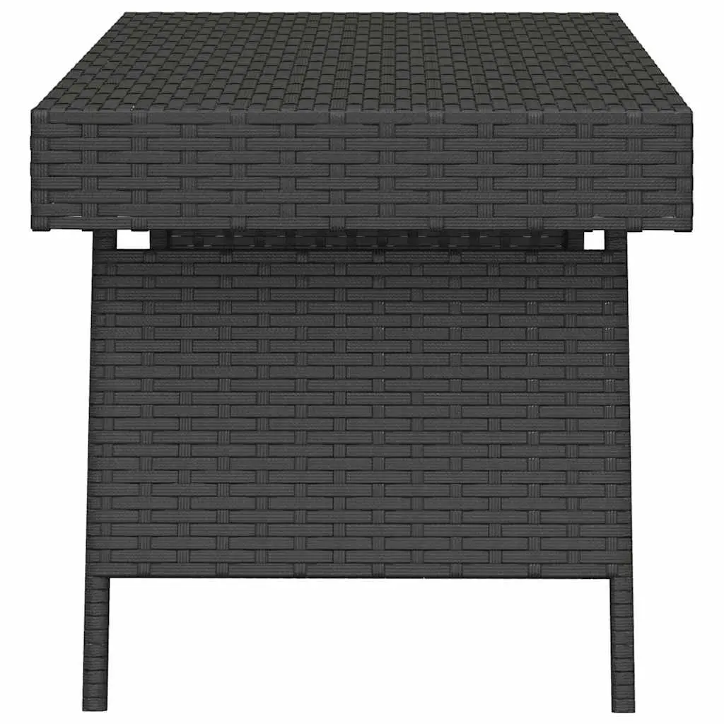 Foldable Side Table Poly Rattan Steel Black 60 x 40 x 38 cm Indoor Outdoor