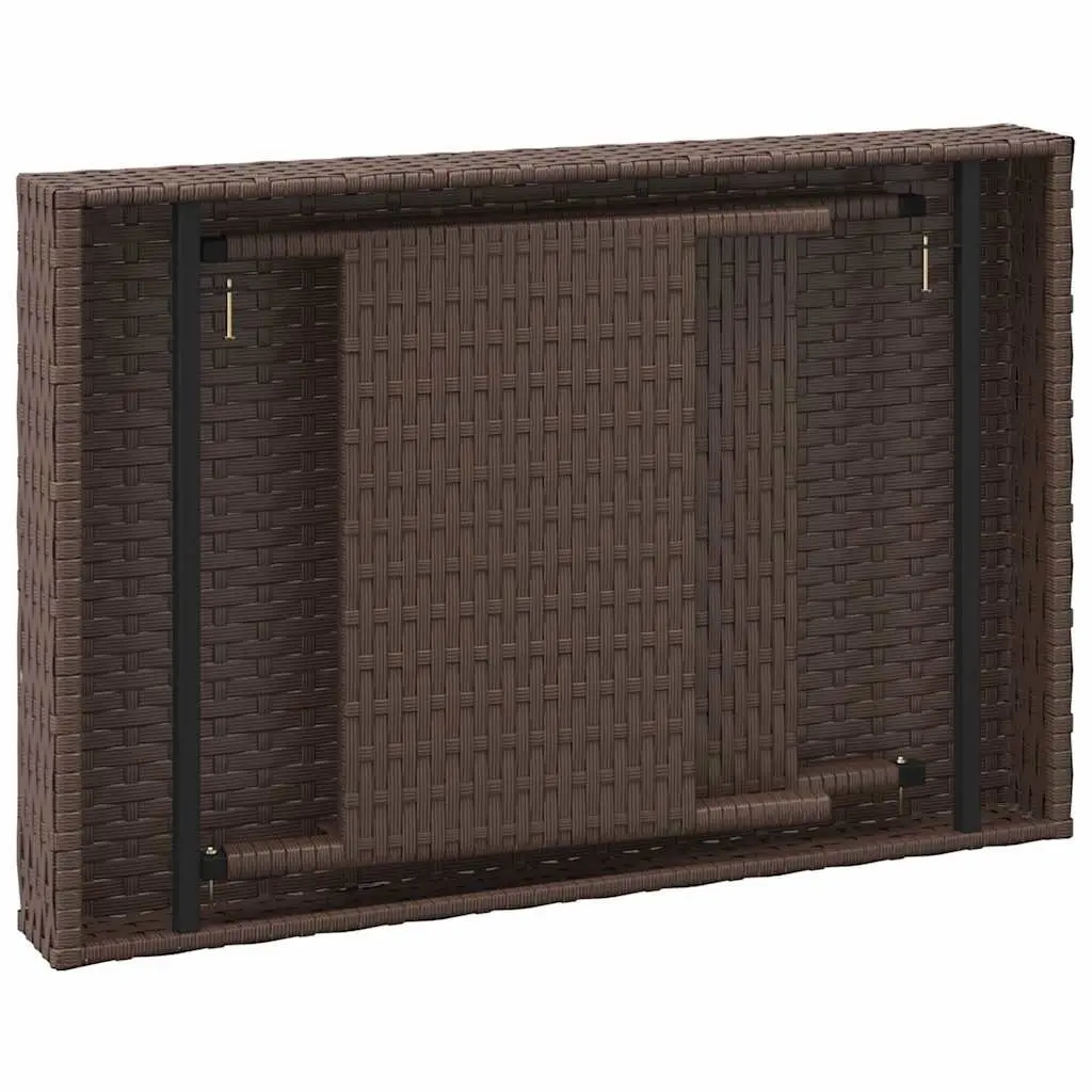 Foldable Side Table Poly Rattan 60 x 40 x 38 cm Brown