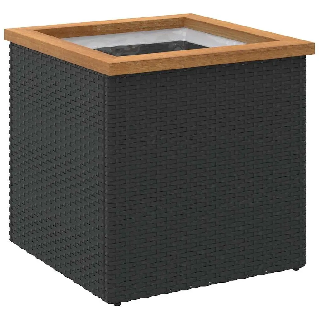 Poly Rattan Planter Black 40x40x40 cm Outdoor Garden Flower Pot