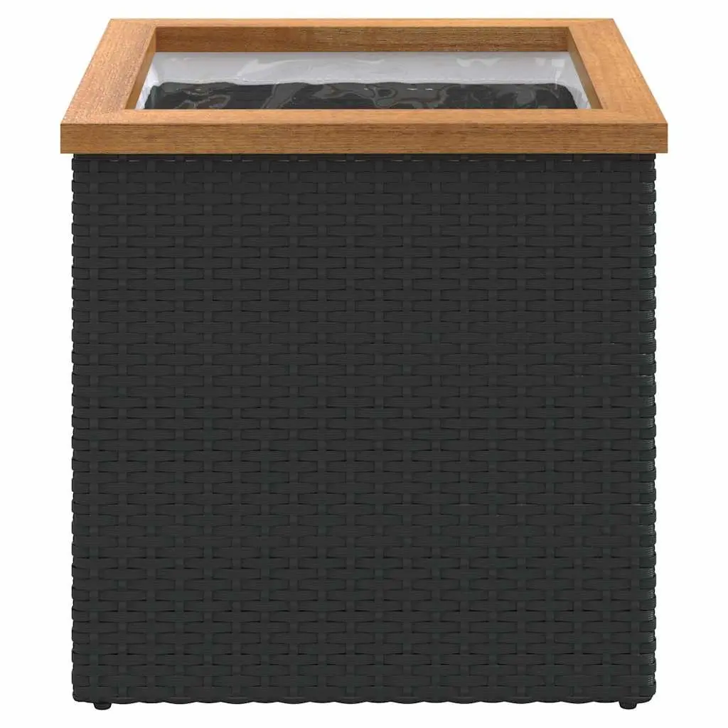 Poly Rattan Planter Black 40x40x40 cm Outdoor Garden Flower Pot