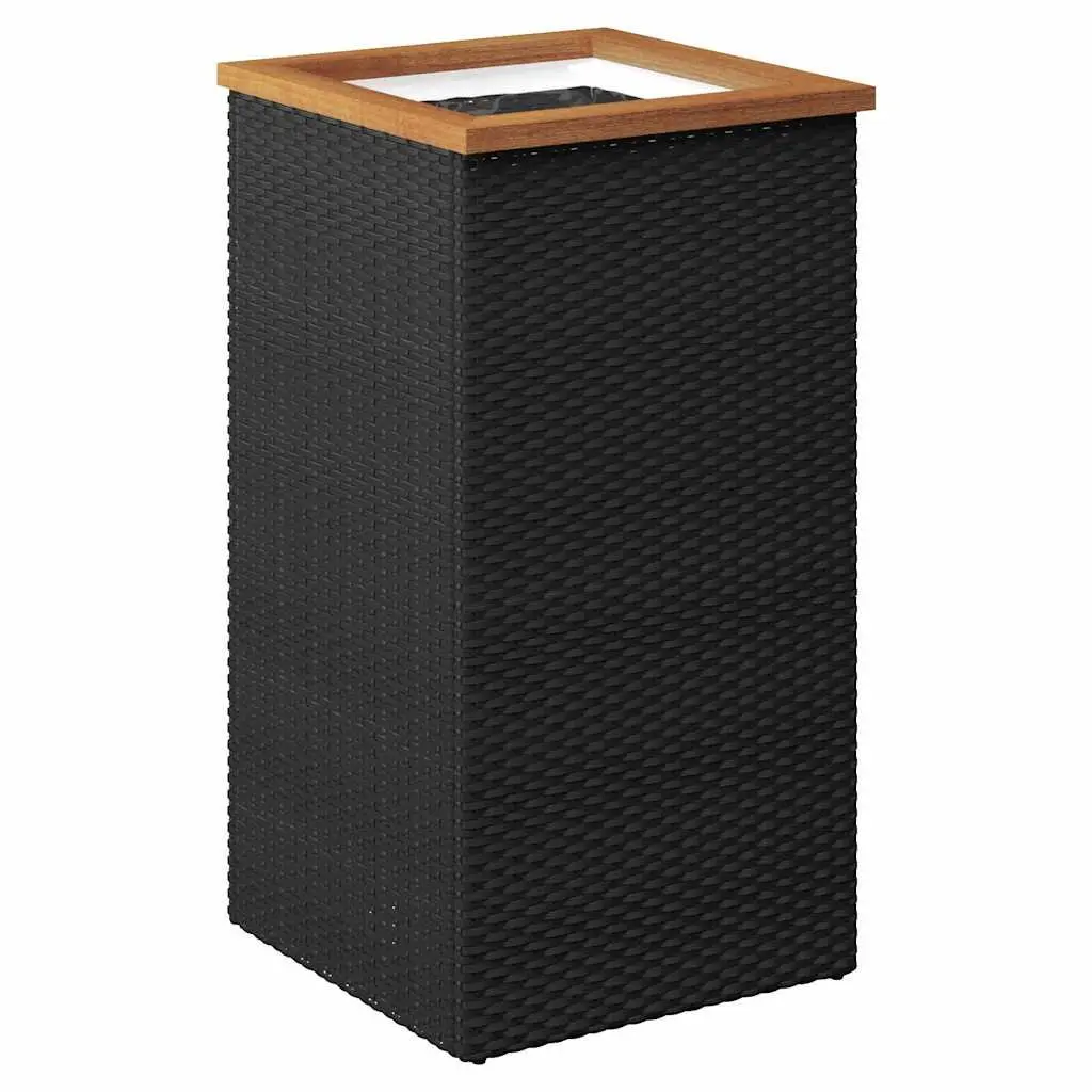 Planter Outdoor Raised Garden Bed Poly Rattan Black 40x40x80 cm