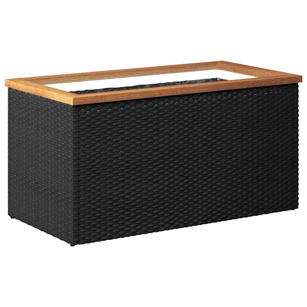 Raised Bed Planter Poly Rattan 80x40x40cm Black Steel Frame Garden Outdoor Flower Box