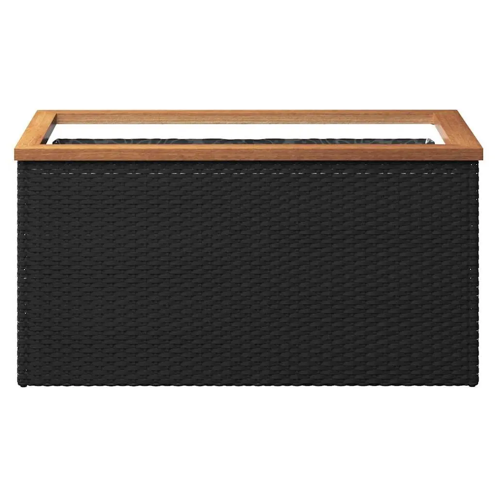 Raised Bed Planter Poly Rattan 80x40x40cm Black Steel Frame Garden Outdoor Flower Box
