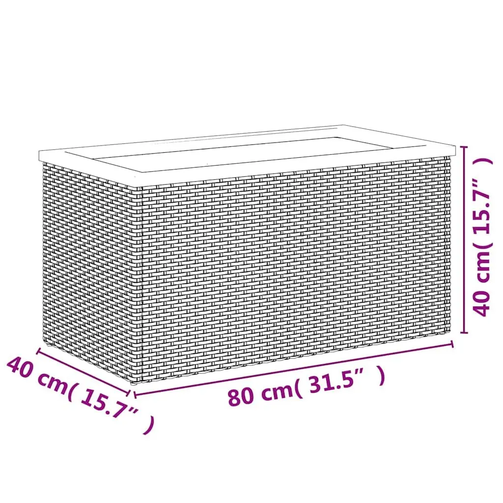 Raised Bed Planter Poly Rattan 80x40x40cm Black Steel Frame Garden Outdoor Flower Box