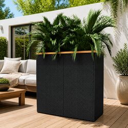 Poly Rattan Garden Planter - Black 80x40x80 cm
