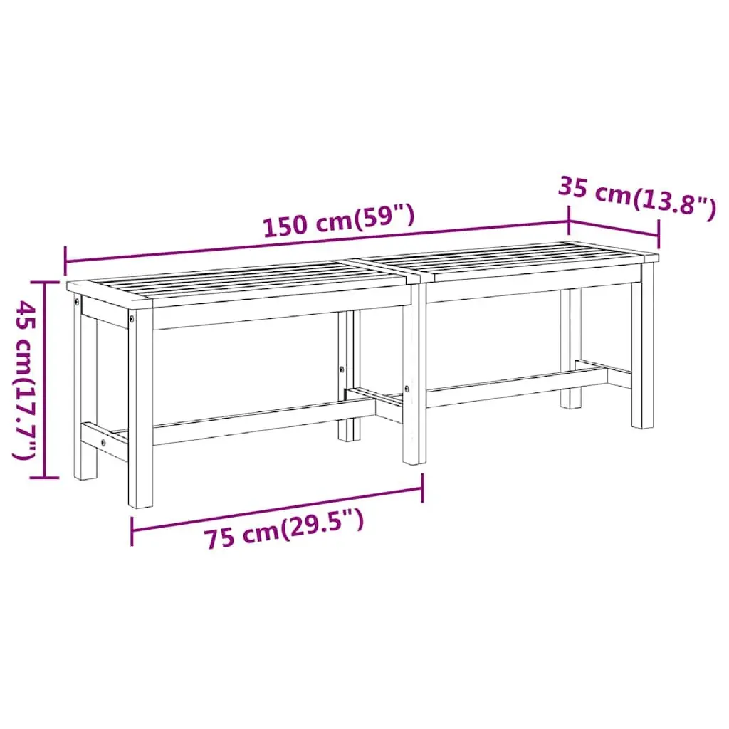 Solid Acacia Wood Garden Bench 150x35x45 cm Brown