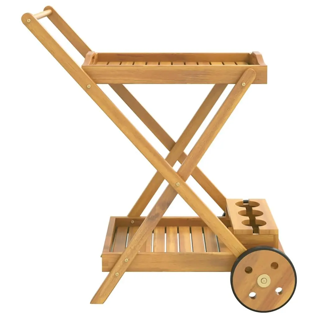 Tea Trolley 54x87x90cm 2-Tier Kitchen Dining Cart Brown Solid Wood Acacia Wheels