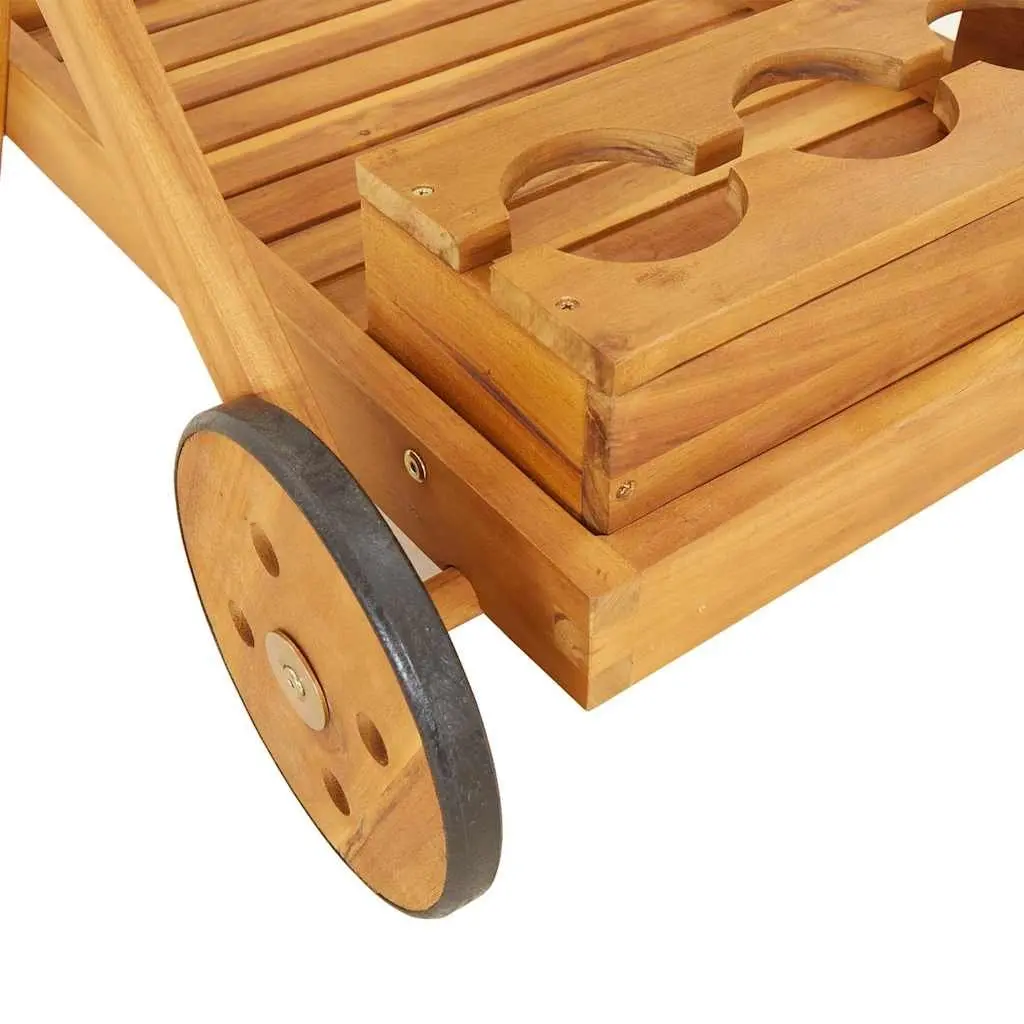 Tea Trolley 54x87x90cm 2-Tier Kitchen Dining Cart Brown Solid Wood Acacia Wheels