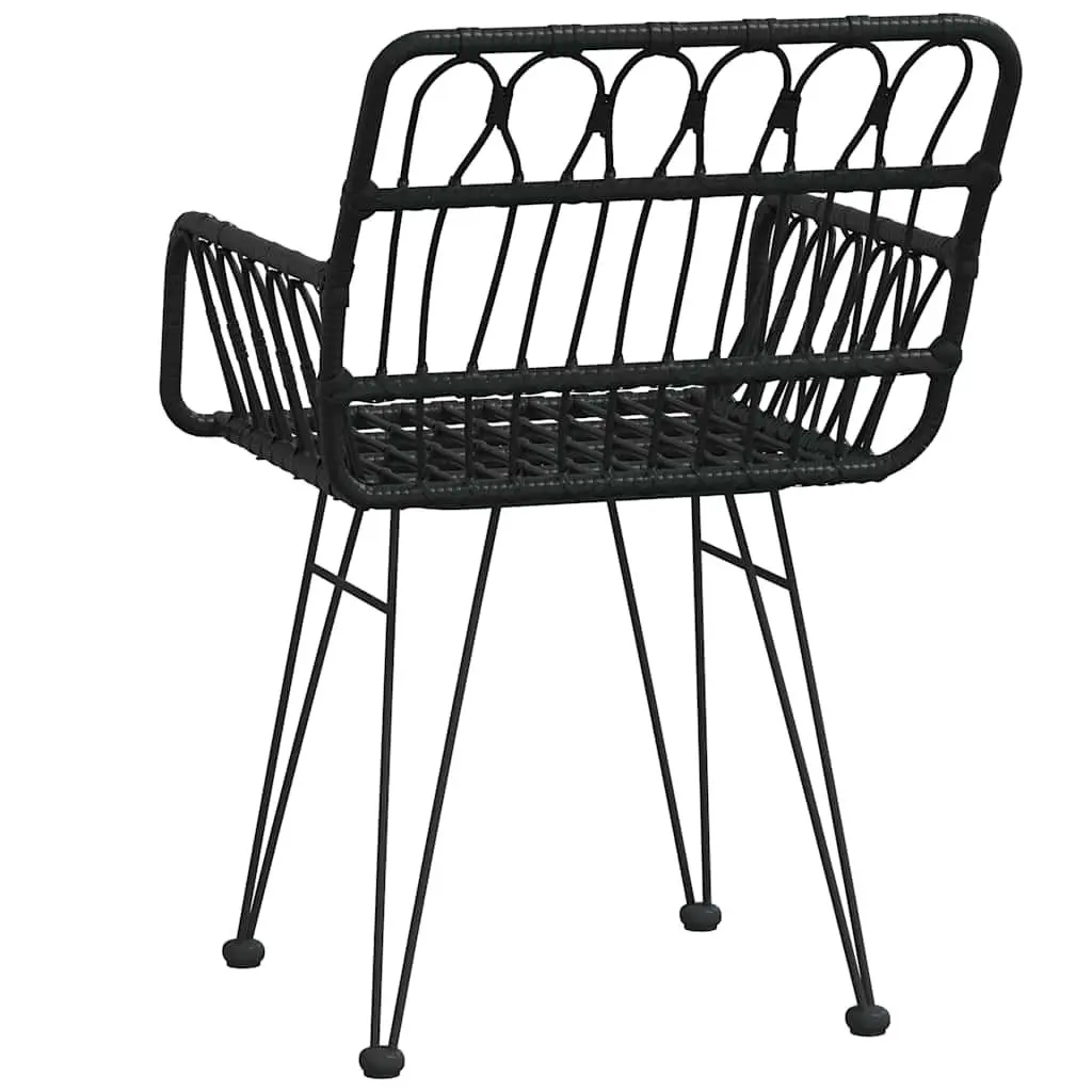 Garden Chairs PE Rattan Steel Frame 56 x 64 x 80 cm Black 2 Piece Set