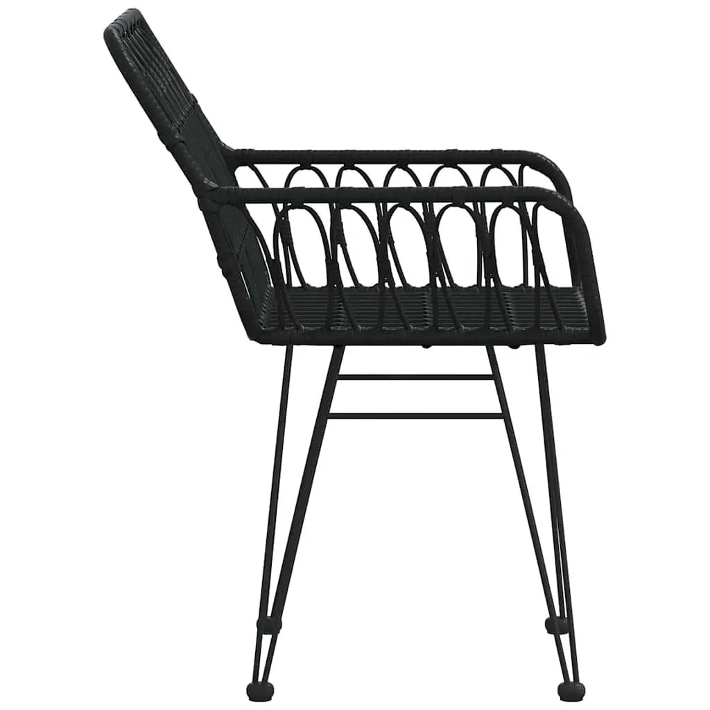 Garden Chairs PE Rattan Steel Frame 56 x 64 x 80 cm Black 2 Piece Set
