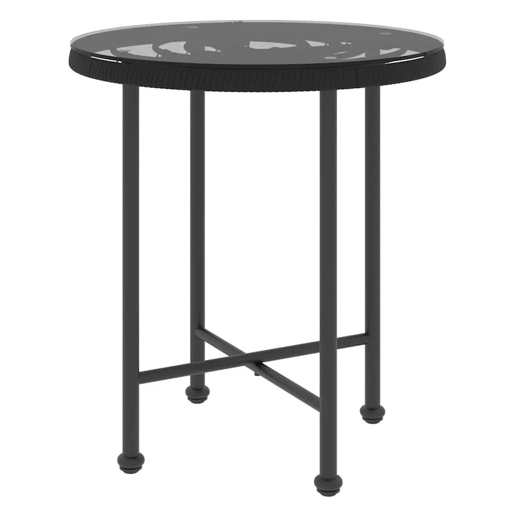 Dining Table Round Tempered Glass Steel Ø50 cm Black Outdoor Patio