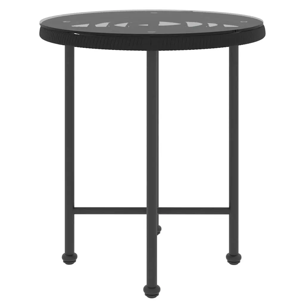 Dining Table Round Tempered Glass Steel Ø50 cm Black Outdoor Patio