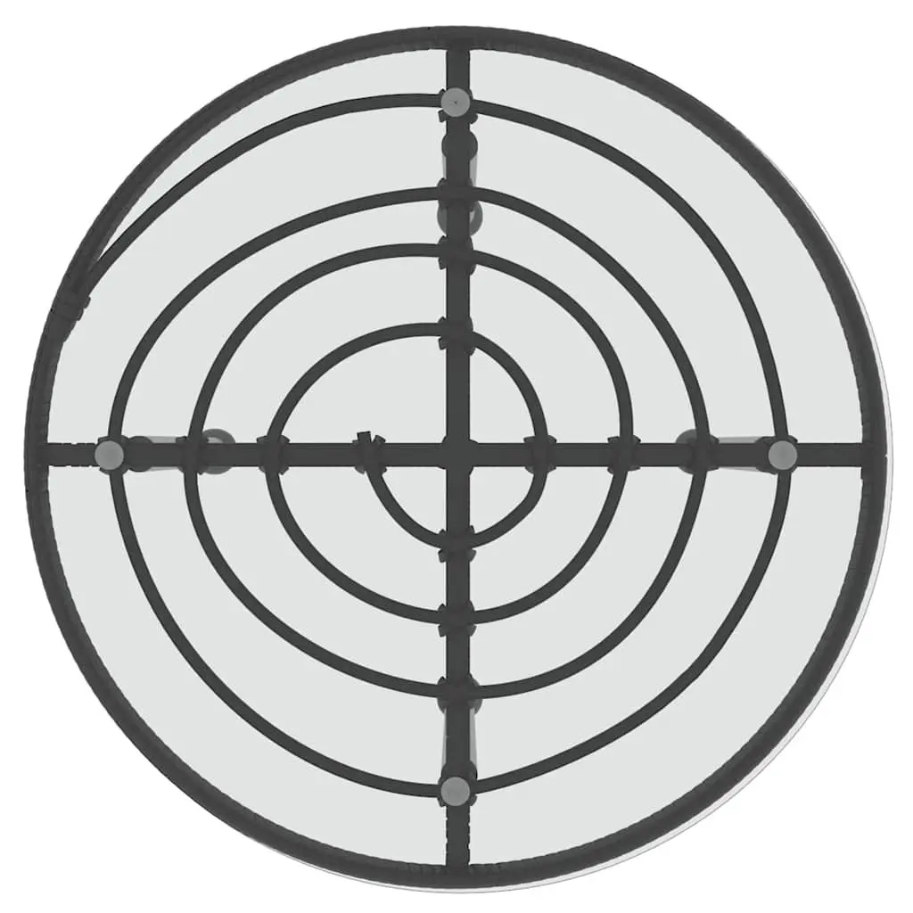 Dining Table Round Tempered Glass Steel Ø50 cm Black Outdoor Patio