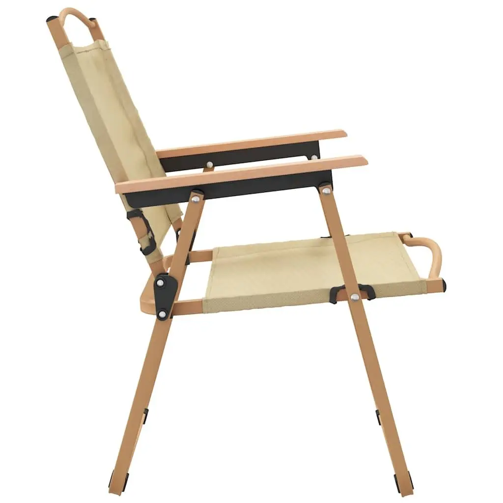 Camping Chairs Oxford Fabric 2 Piece Folding Beige Portable Outdoor Garden Picnic Fishing Seat