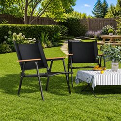 Folding Chairs for Camping and Outdoor Use, Black, 2 pcs
