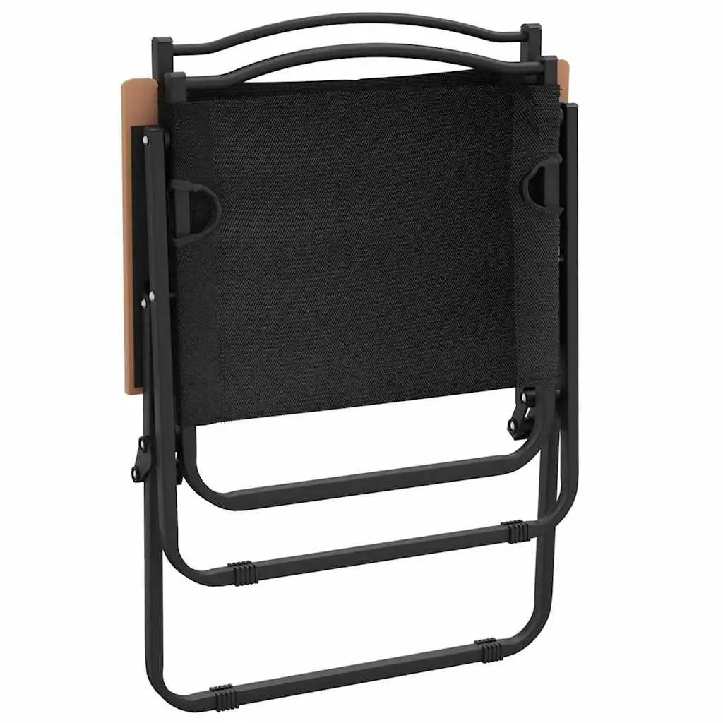 Folding Portable Camping Chairs Oxford Fabric Black 2 Piece