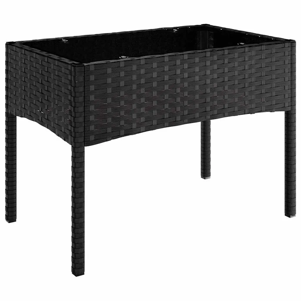 Garden Lounge Set Poly Rattan 4 Piece Outdoor Furniture Black with Cushions