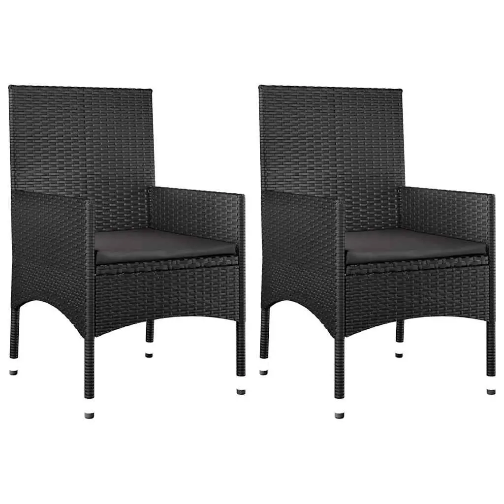 Garden Lounge Set Poly Rattan 4 Piece Outdoor Furniture Black with Cushions