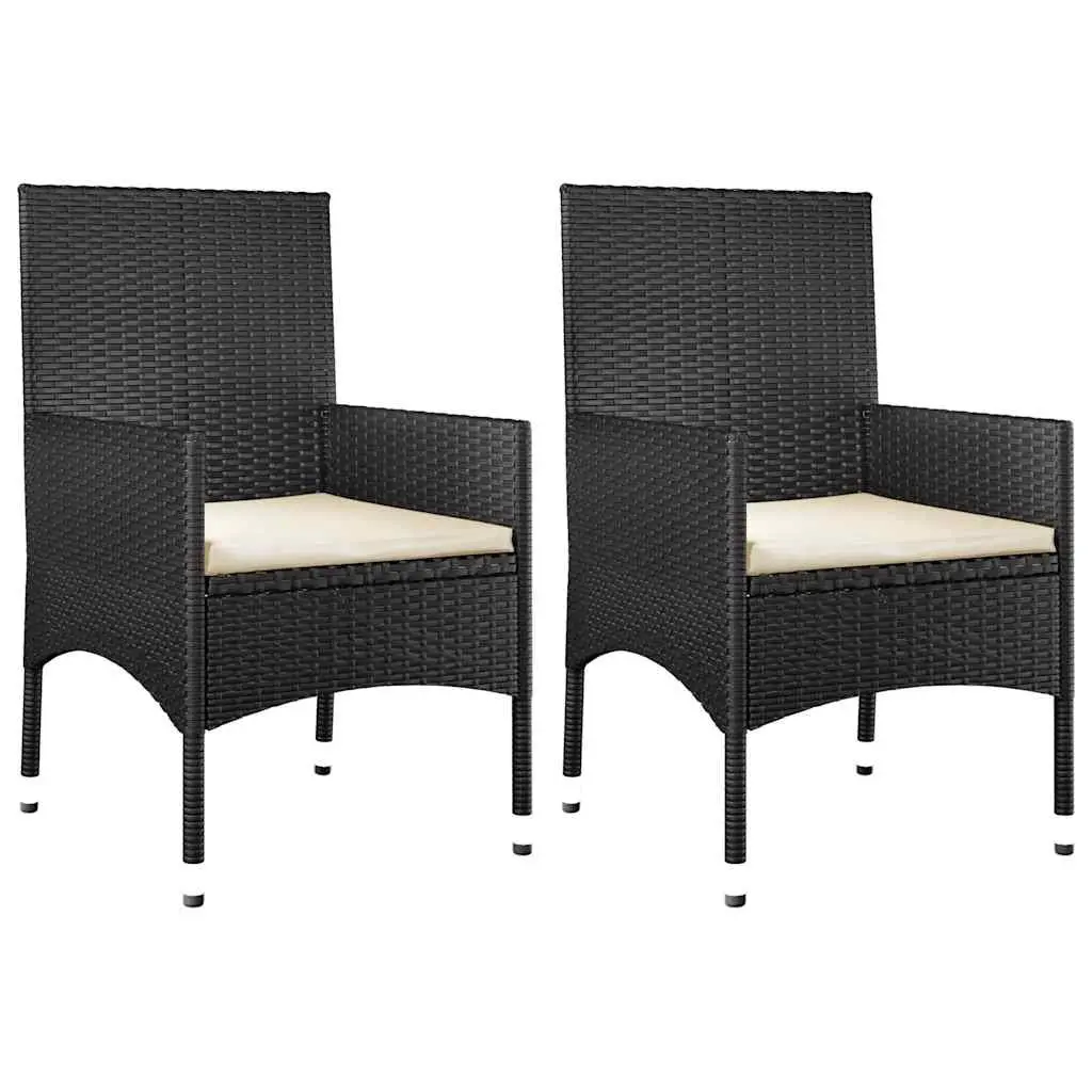 4 Piece Outdoor Lounge Set Poly Rattan Black with Cushions for Garden Patio Furniture