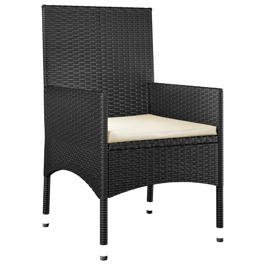 4 Piece Outdoor Lounge Set Poly Rattan Black with Cushions for Garden Patio Furniture