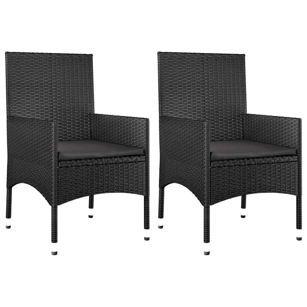 4 Piece Outdoor Garden Lounge Set Poly Rattan Black with Cushions