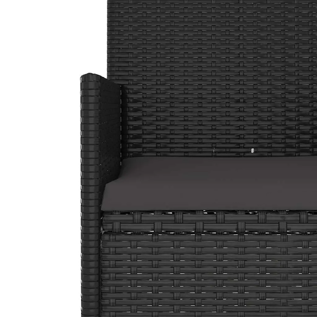4 Piece Garden Lounge Set Cushioned Black Poly Rattan Outdoor Furniture