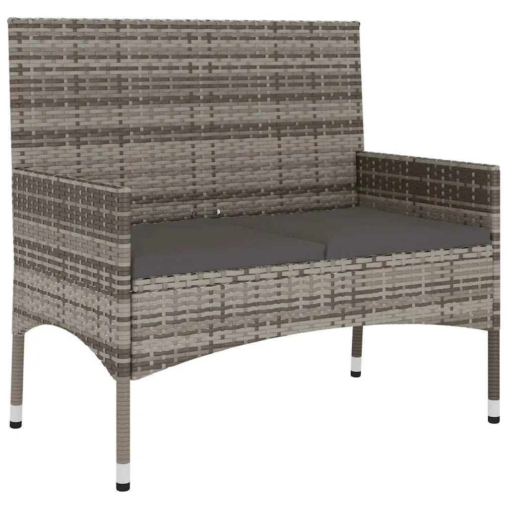 Garden Lounge Set 6 Piece Outdoor Furniture Grey Poly Rattan with Cushions