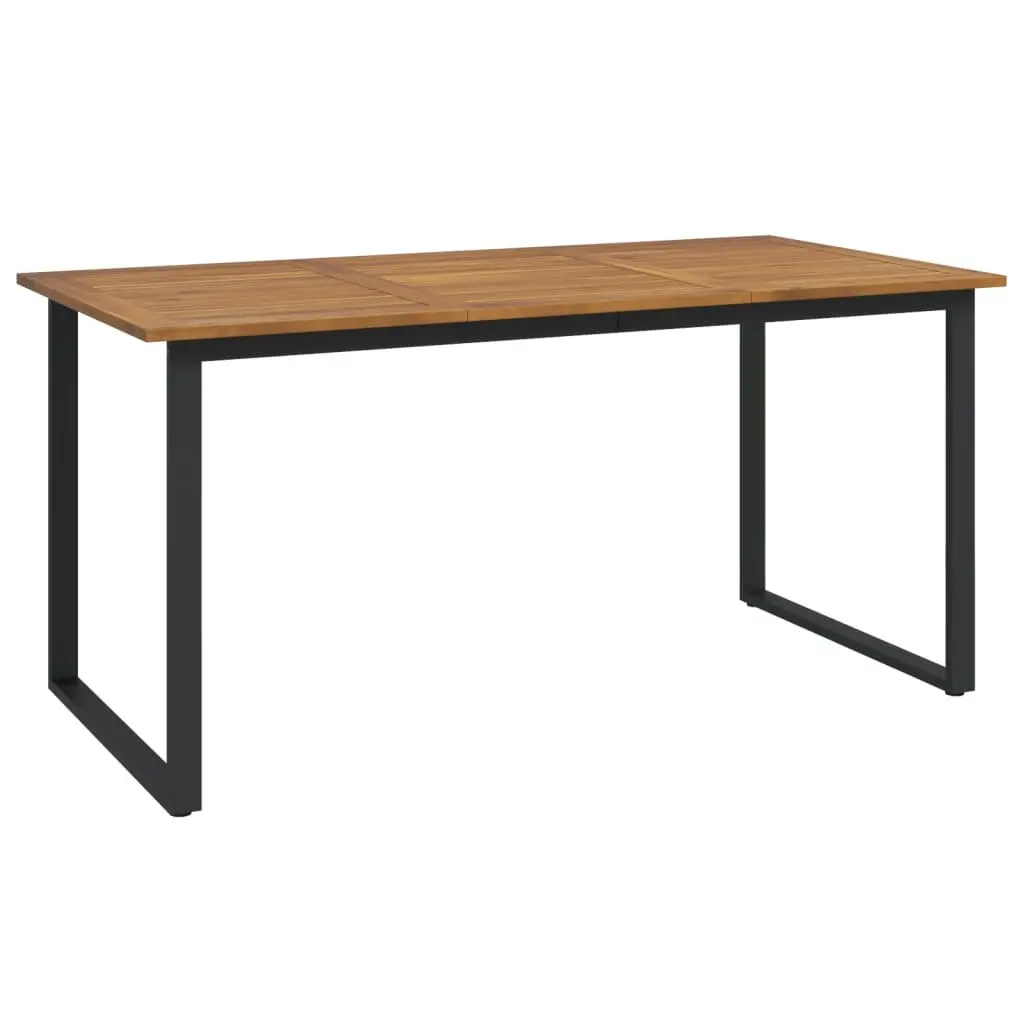 Outdoor Table Solid Acacia Wood Brown U-Shaped Metal Legs 160x80x75cm