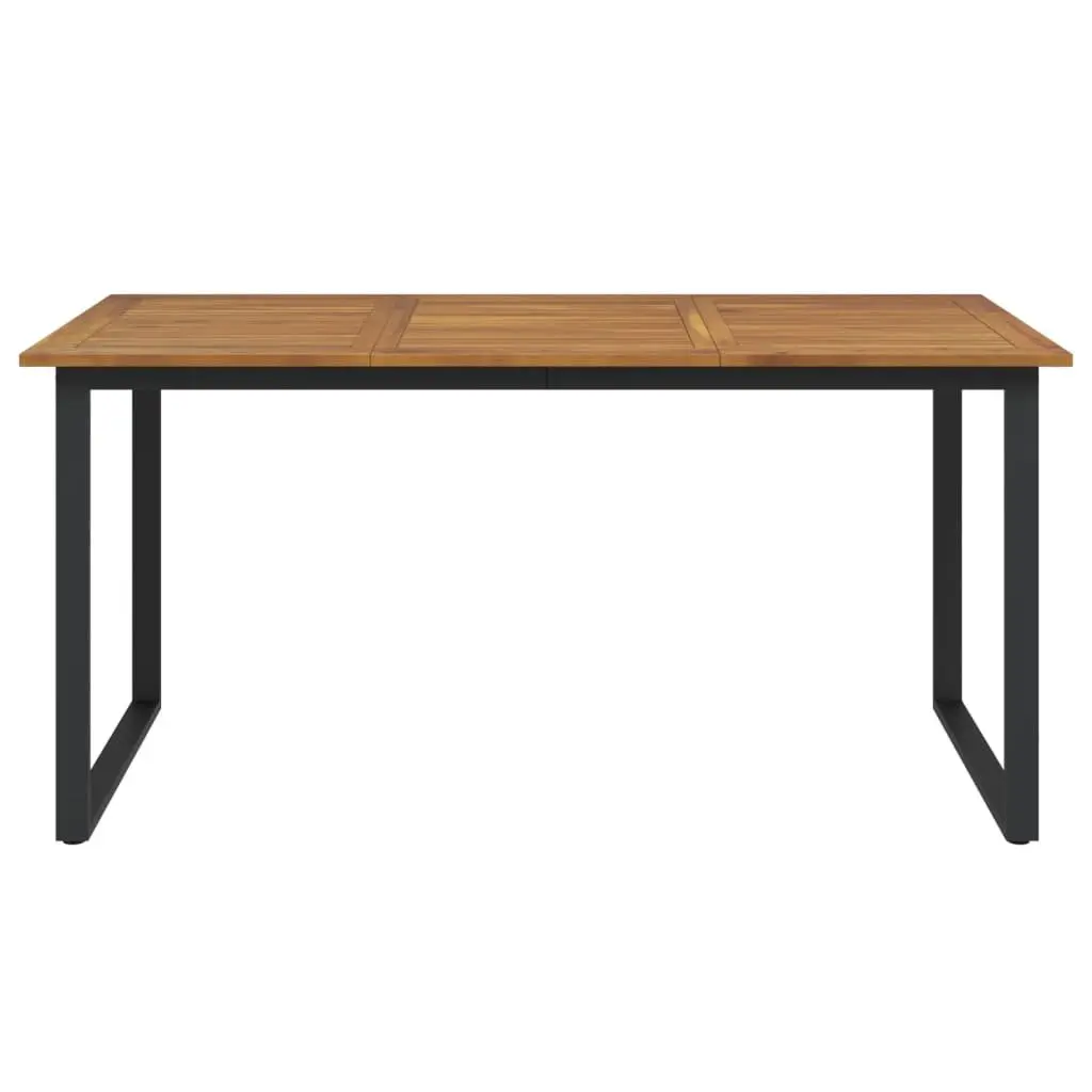 Outdoor Table Solid Acacia Wood Brown U-Shaped Metal Legs 160x80x75cm