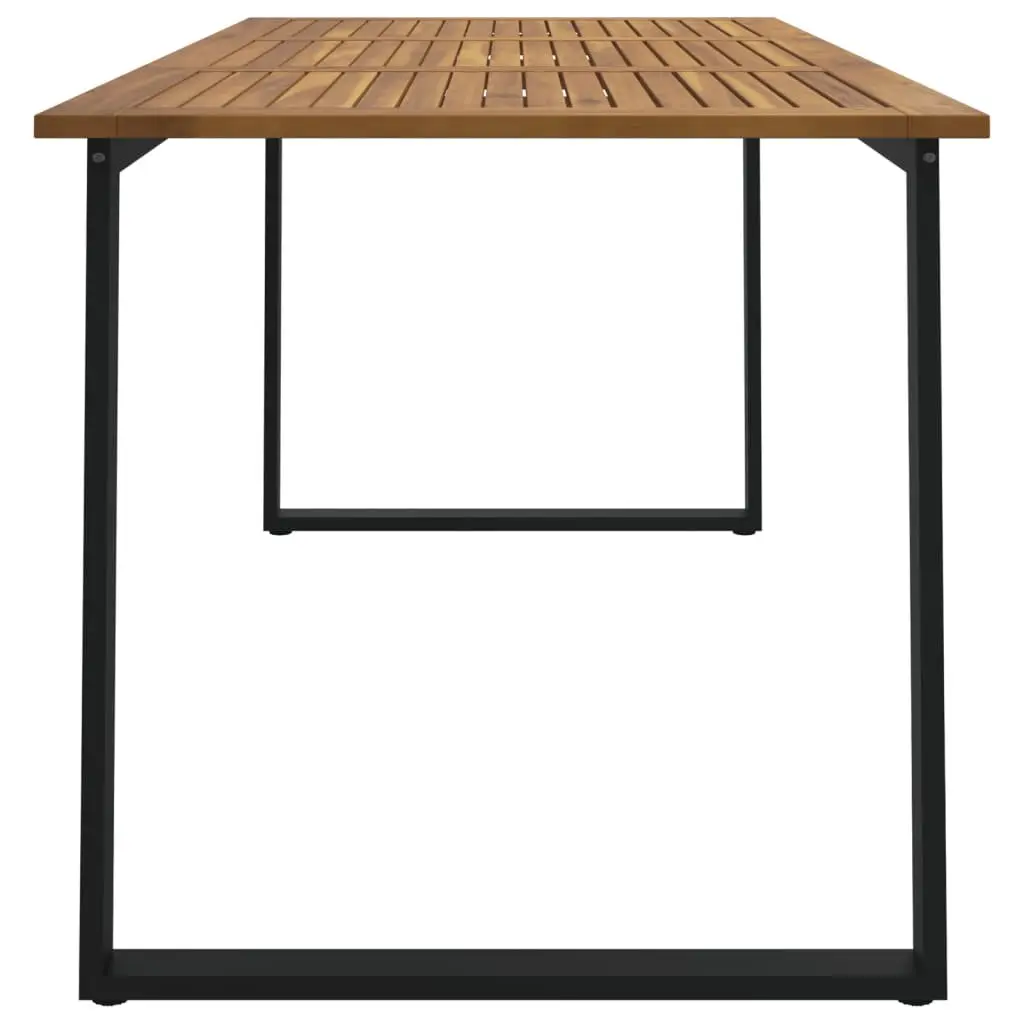 Outdoor Table Solid Acacia Wood Brown U-Shaped Metal Legs 160x80x75cm