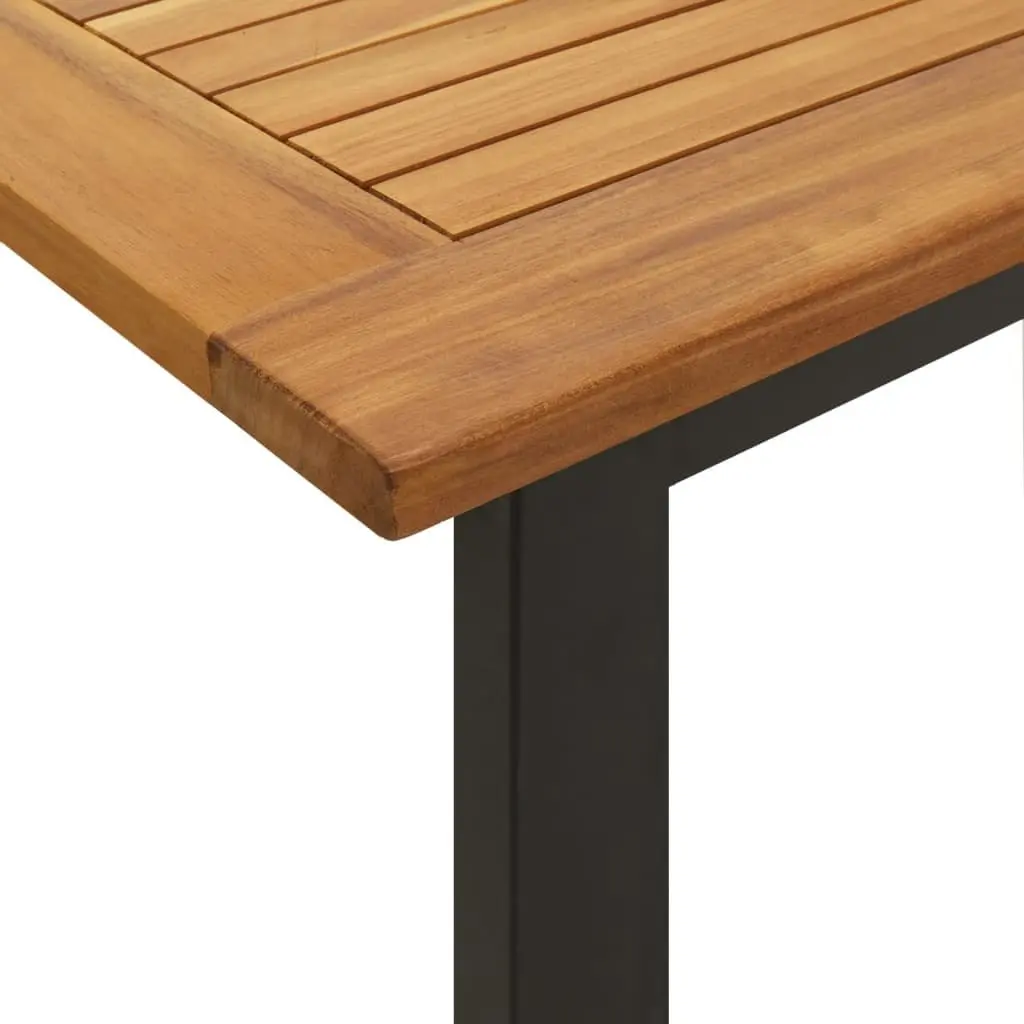 Outdoor Table Solid Acacia Wood Brown U-Shaped Metal Legs 160x80x75cm