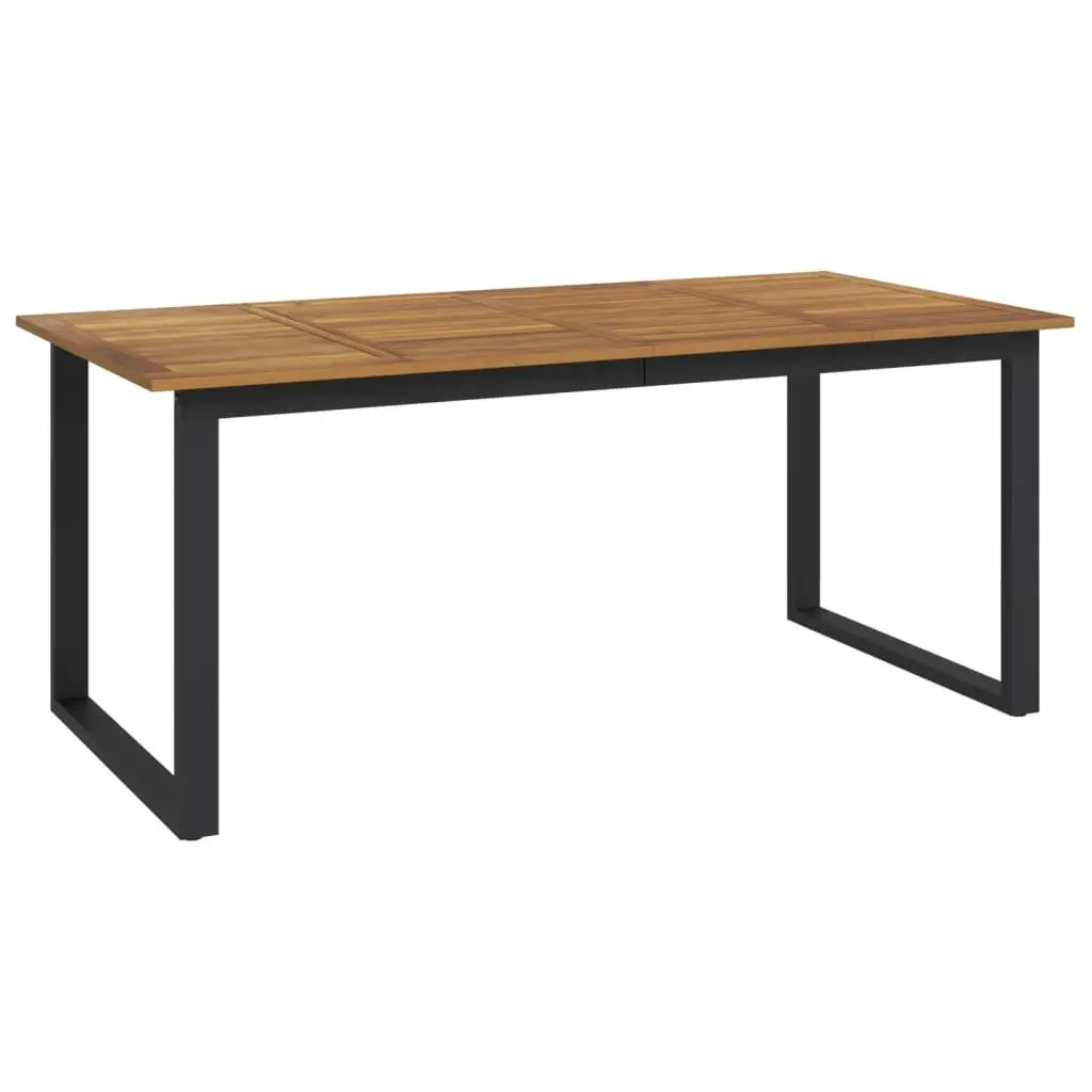 Garden Dining Table Solid Acacia Wood 180 x 90 x 75 cm Brown U-shaped Metal Legs